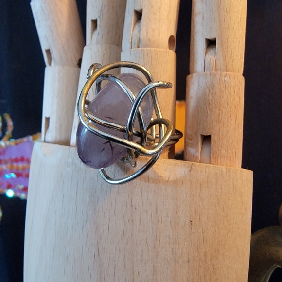 Amethyst Stone Wire Wrap Ring - Picture 3 of 4